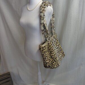 Brandy Melville Leopard Print Furry Tote/Shoulder Handbag